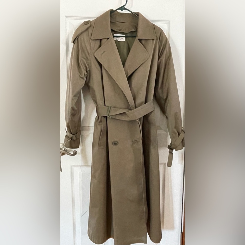 Worthington Womens Olive Green ThermoLite Lined Trenchcoat Size 8
